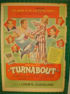  Vintage Color Movie Poster sized Ad Adolphe Menjou Carole Landis (a24