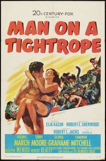 Vintage Man on A Tightrope Movie Poster 1953 Fredric March Circus 