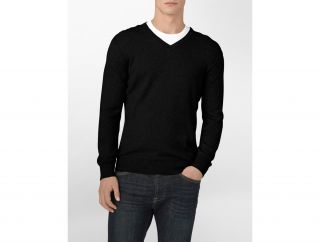 Calvin Klein Cotton Modal Blend V Neck Sweater Silk Mens