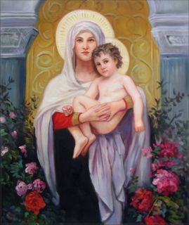 Hand Painted Oil Painting Repro Bouguereau The Madonna of the Rose