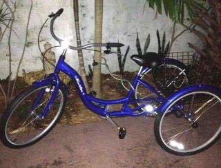 Blue SCHWINN 26 Meridian 3 Wheel Tricycle Adult Comfort Cruiser Bike 