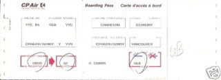 Boarding Pass CP Air Canadian Pacific Airlines BP11