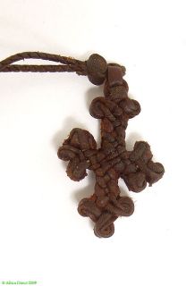Ethiopian Leather Cross Pendant Necklace African