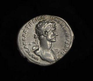 Ancient Roman Silver Denarius Justitia Coin of Emperor Hadrian