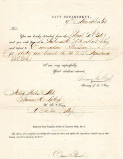   , Gideon Welles, signed orders for duty aboard the US Steamer Agawam