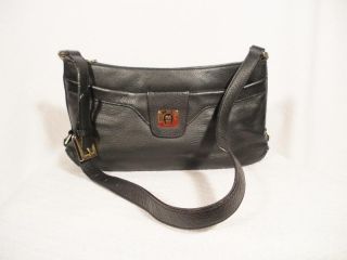 Etienne Aigner Black Genuine Leather Handbag Purse Shoulder Bag 
