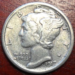 1917 MERCURY DIME a extra fine coin FREE SHIPPING