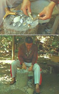 Cherokee NC Indian Using Flint Crude Hand Tools 1950s Lot 958