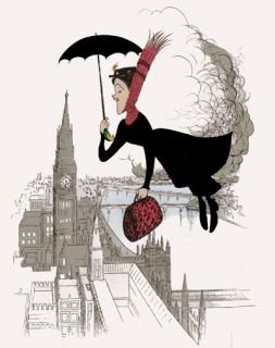 Mary Poppins Flying Over London Signed Al Hirschfeld