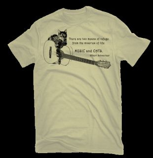   and Guitar Lovers T Shirt Music Cats Albert Schweitzer Quote