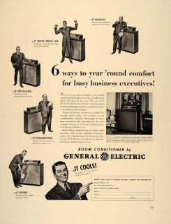 1941 Ad General Electric GE Room Air Conditioner Office   ORIGINAL 