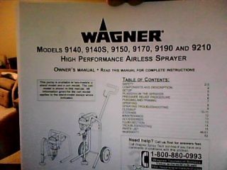 Wagner Airless Sprayer Owners Service Parts Manual Low$