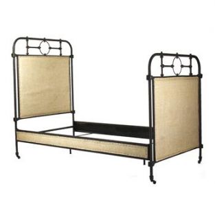 Alaric Burlap Antique Iron Industrial Rustic Twin Bed Frame