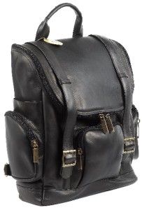 ClaireChase Portofino Large Premium Leather Laptop Backpack Black 