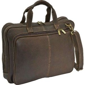 le donne distressed leather laptop briefcase