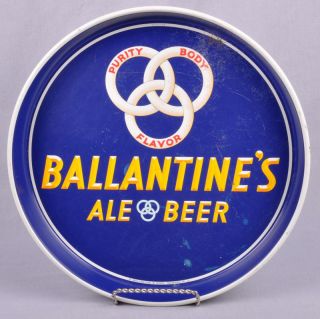 Vintage Ballantines Ale Beer Blue Metal Ad Tray 12