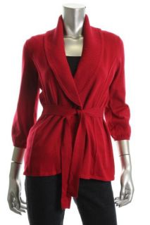 Alfani New Red Shawl Collar Tie Front Long Sleeve Cardigan Sweater Top 