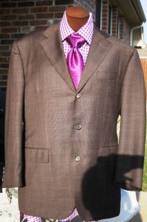 ALFRED DUNHILL LONDON BROWN WITH LAVENDER WINDOW STRIPES Sz 44C