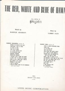 1960 Red White Blue of Hawaii Sheet Music Uke Chords