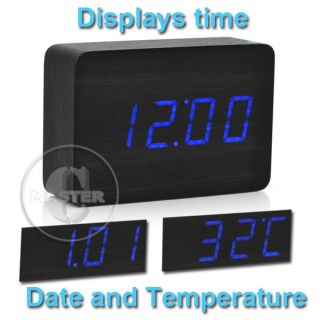   Decor Big Digit C F LED Black Wood Walut Alarm Clock 150 100
