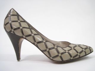 gino aldrovandi beige brown leather pumps heels 39 9