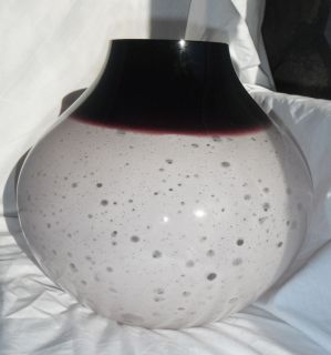 GORGEOUS VINTAGE ALFREDO BARBINI MURANO LARGE CLUTHRA VASE PURPLE AND 