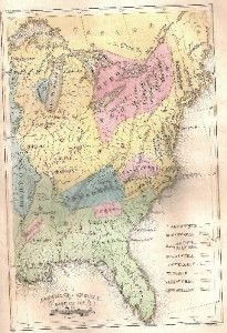  HISTORY USA INDIANS WITH HAND COLORED INDIAN TRIBE MAP ALGONQUIN HURON