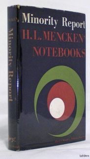 Minority Report   H.L. Menckens Notebooks   1st/1st   First Edition 