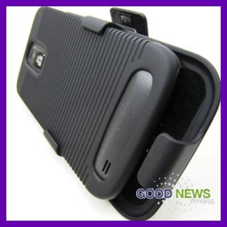 Sprint Samsung Galaxy S2 Black Rubber Feel Hard Cover Case + Belt Clip 