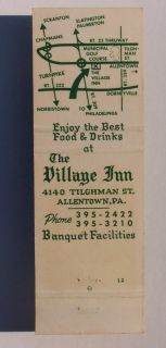 1960s Matchbook The Village Inn Allentown PA Lehigh Co