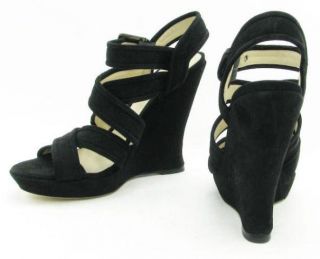 alexandre birman black wedge sandal 5 5 inch heel suede straps made in 