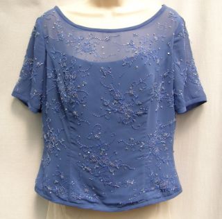 Women’s 14 Beaded Alfred Angelo Blue Mother of Bride Blouse New 