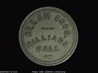 Allam Bros Billiard Hall Del Norte Colorado Trade Token