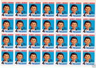 Alfred E Neuman for President Stamps 1964 MNH