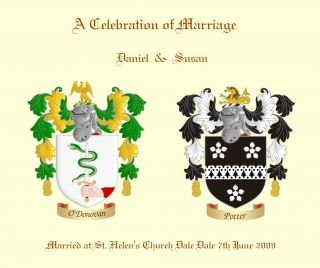 Family Crest Coat of Arms A Celebration of Marriage Print Large Size 