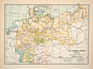 1921 Print Map German Empire Pre First World War Thuringian States 