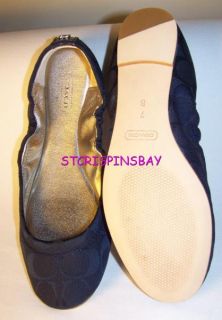 Coach Aly Navy Signature Ballet Flats 7 5 New Womens Shoes Retail $138 