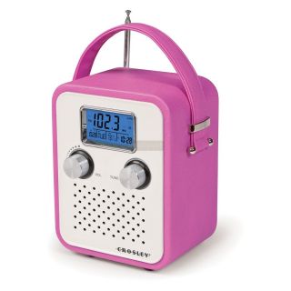    PI Songbird Portable Alarm Clock AM/FM Radio Aux/ Input Pink