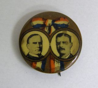 William McKinley Theodore Roosevelt Jugate Political Campaign Button 