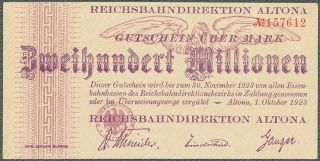 Germany   Railway Altona /Hamburg   200 Millionen Mark 1923 PS1116