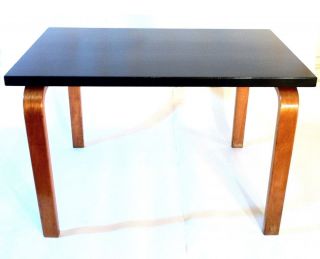 RARE Early 1930s Alvar Aalto L Leg Occasional Table Black Lacquer 