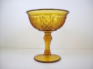 Vintage Amber Depression Glass Compote Pedestal Unknown Pattern