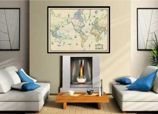 36X48 World Wall Map Modern Day Antique Framed Edition