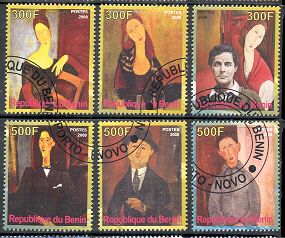 Art Amedeo Modigliani Paintings Set 6 Stamps E23