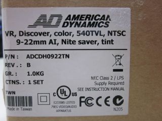 American Dynamics ADCDH0922TN VR Color 540TVL 8 22MMM AI