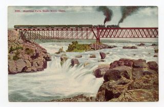 Snake River Idaho American Falls Train 1900s Postcard