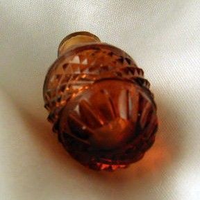 Tiny Victorian Cut Glass Perfume Bottle 1 1 2 Tall Amber Color