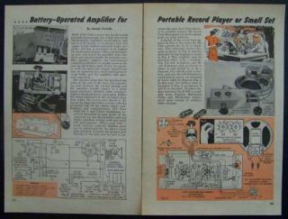 Tube Audio Amplifier Battery Powered 1947 How To build PLANS