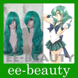 Neptune Sailor Moon Green Curly Cosplay Wig Bleach Neliel Nel Wavy 