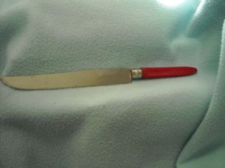 Red Handle Plastic Stainless Steel Vintage Kitchen Knife Retro